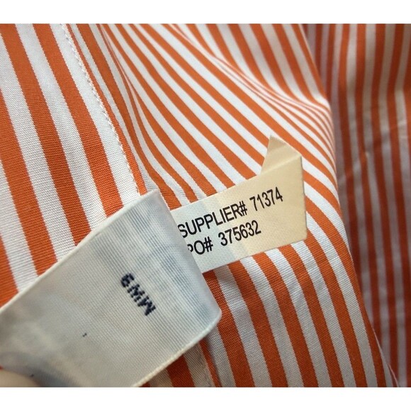 Ralph Lauren Classic Fit Orange White Stripe Long Sleeve Button Down Green Pony - Picture 8 of 16